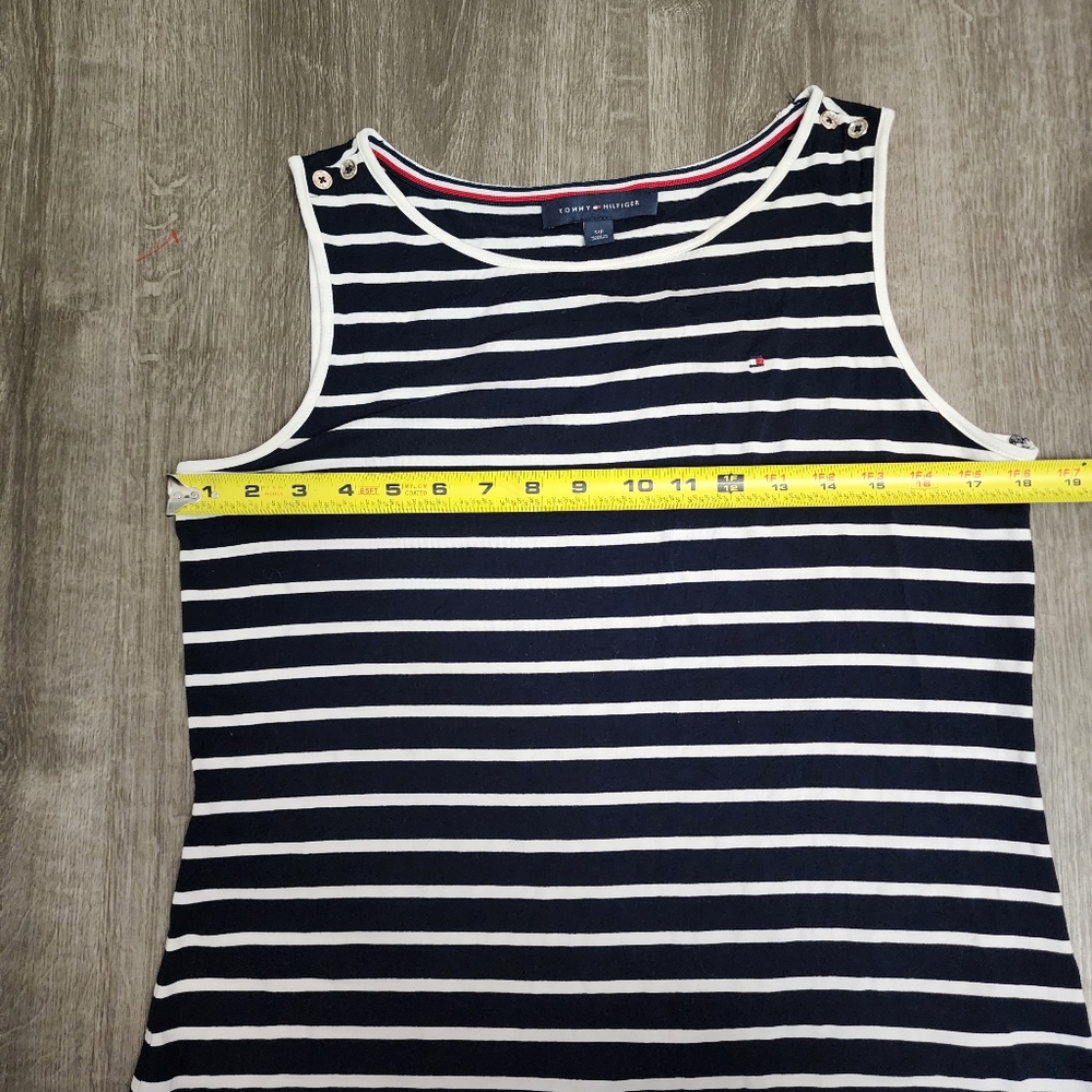 Tommy Hilfiger Size Small navy/white striped sleeveless blouse Tank Top - Picture 5 of 7